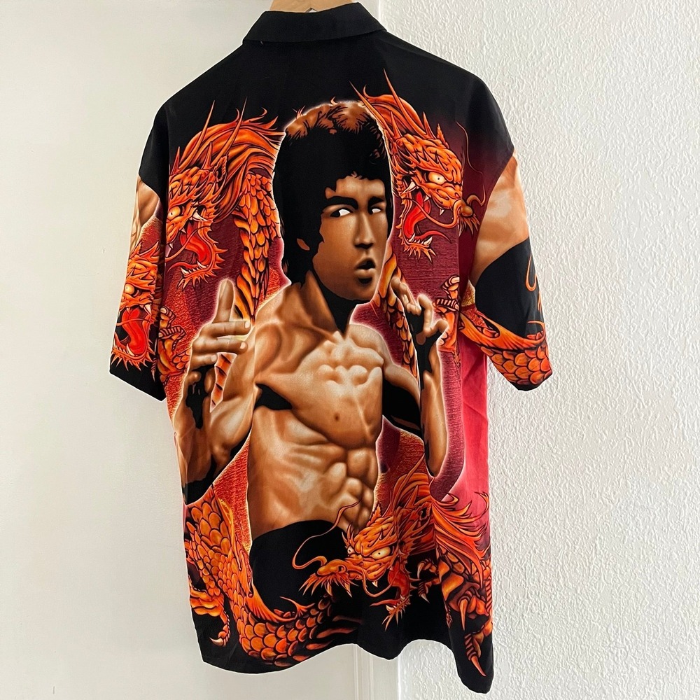 Vintage Y2K Bruce Lee Enter The Dragon AOP Button Up Shirt Mens Large Graphic - Picture 5 of 5